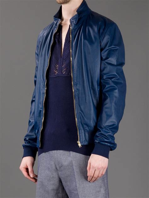 gucci mens blue leather jacket